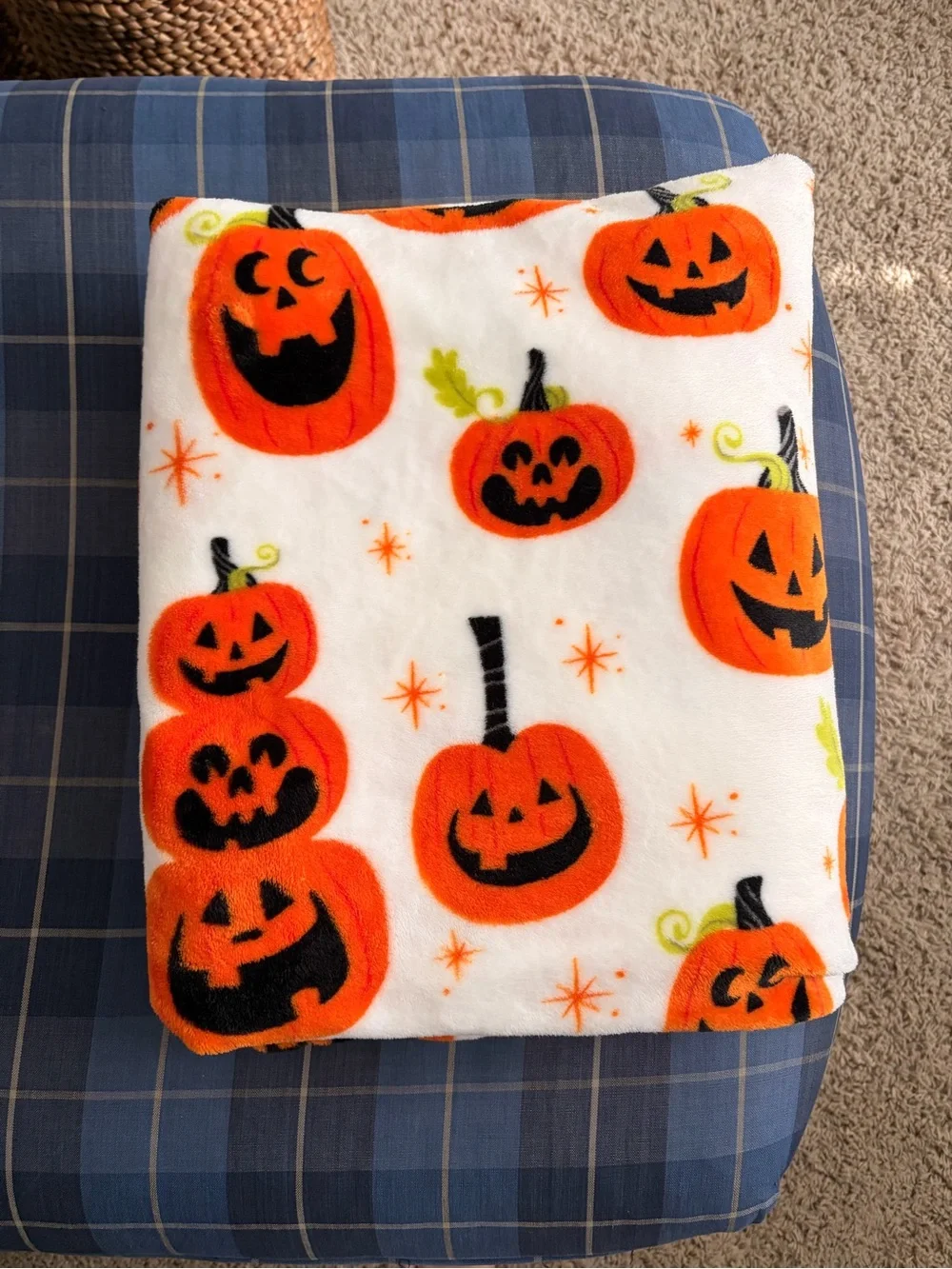 Halloween Pumpkin Plush Throw Blanket 50x60”